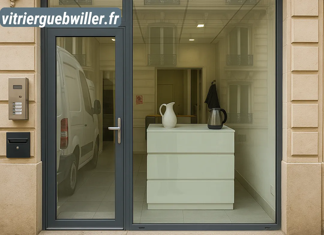 Façade vitrine de magasin en aluminium sur mesure à Guebwiller